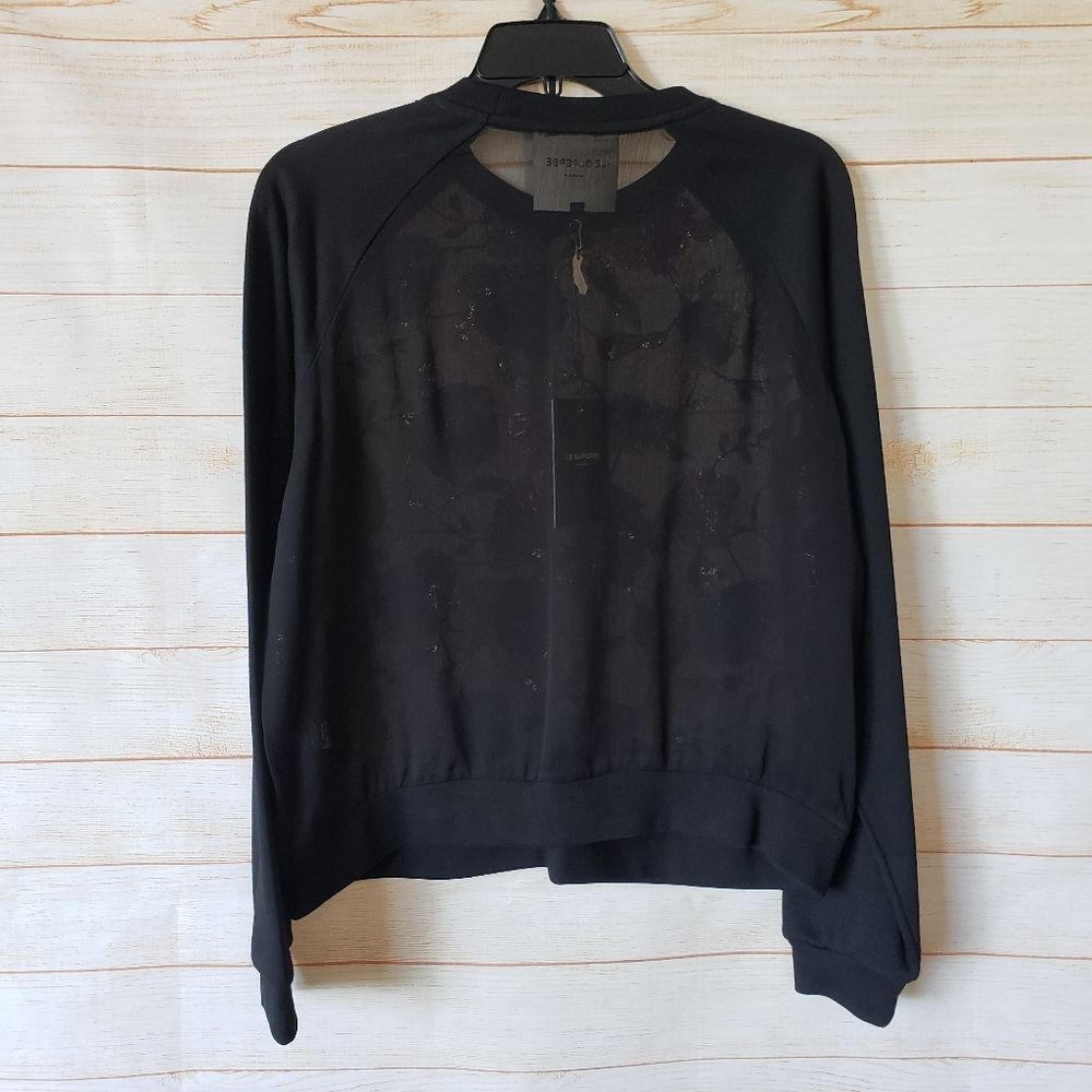 Le Superbe Glam Garden Sequined Sheer Round Neck Sweatshirt Top Women's Medium - Picture 10 of 12